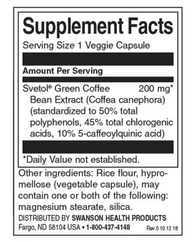 Green Coffee Bean Extract, 60 капсули, Swanson - 2