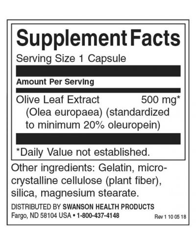 Olive Leaf Extract, 500 mg, 120 капсули, Swanson - 2