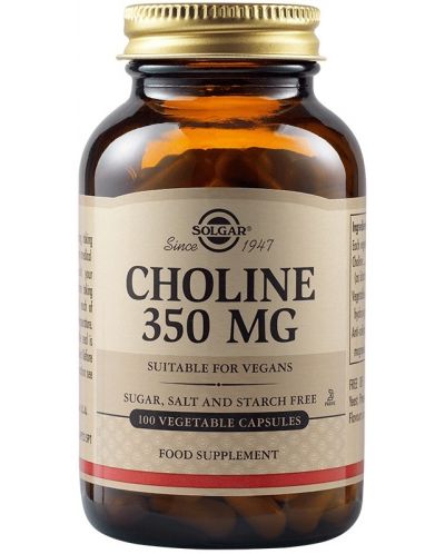 Choline, 350 mg, 100 растителни капсули, Solgar - 1