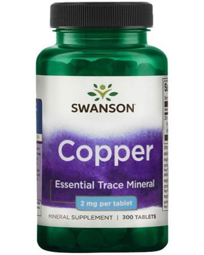 Copper, 2 mg, 300 таблетки, Swanson - 1