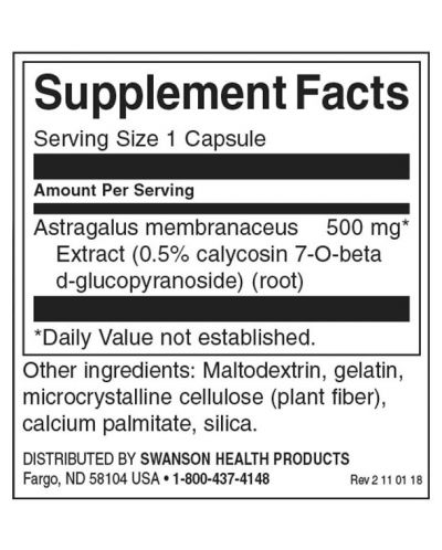 Astragalus, 500 mg, 120 капсули, Swanson - 2