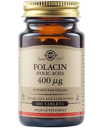 Folacin, 400 mcg, 100 таблетки, Solgar - 1