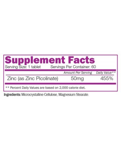 Zinc Picolinate, 50 mg, 60 таблетки, Naturalico - 2