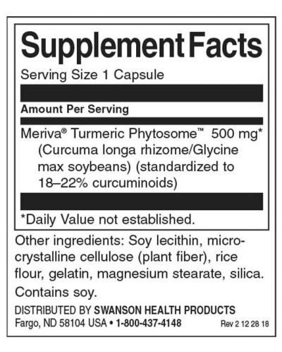 Turmeric Phytosome, 500 mg, 60 капсули, Swanson - 2