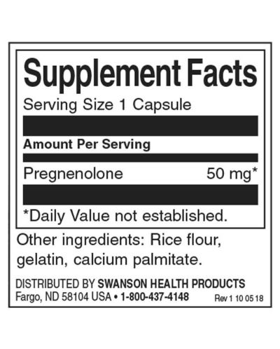 Pregnenolone, 50 mg, 60 капсули, Swanson - 2