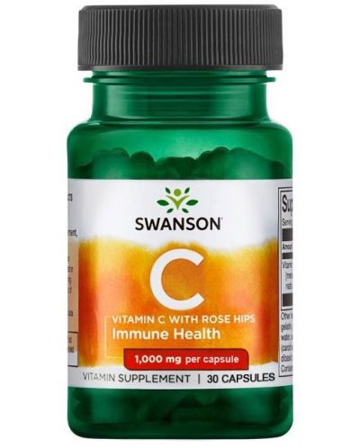 Vitamin C with Rose Hips, 1000 mg, 30 капсули, Swanson - 1