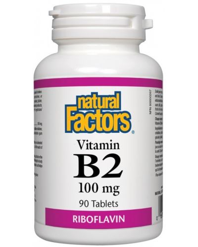 Vitamin B2, 100 mg, 90 таблетки, Natural Factors - 1