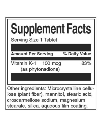 Vitamin K1, 100 mcg, 100 таблетки, Swanson - 2