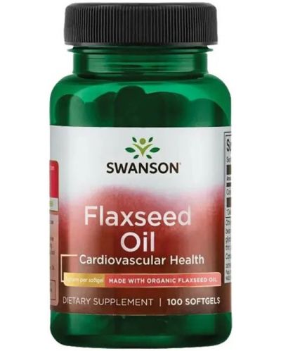Flaxseed Oil, 1 g, 100 меки капсули, Swanson - 1