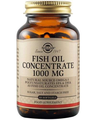 Fish Oil Concentrate, 1000 mg, 60 меки капсули, Solgar - 1