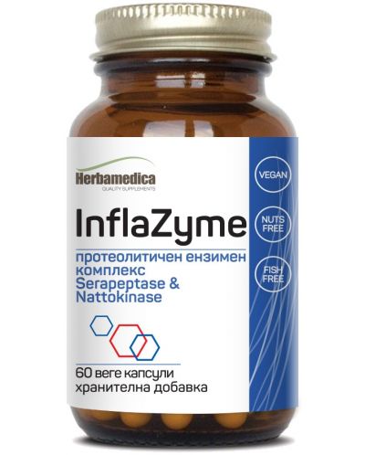 InflaZyme, 60 веге капсули, Herbamedica - 1