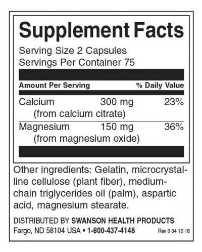 Calcium Citrate Plus Magnesium, 150 капсули, Swanson - 2