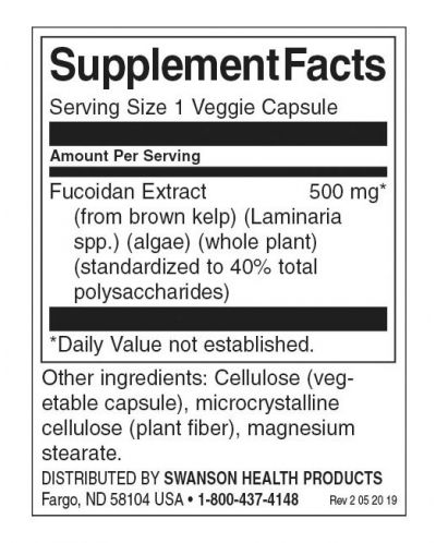 Fucoidan Extract, 500 mg, 60 капсули, Swanson - 2