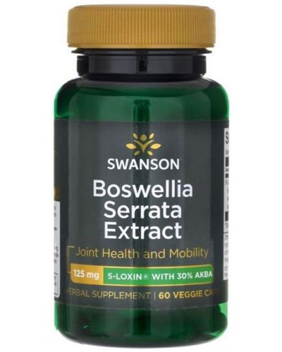 Boswellia Serrata Extract, 125 mg, 60 капсули, Swanson - 1