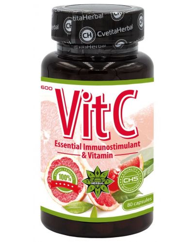 VitC, 600 mg, 80 капсули, Cvetita Herbal - 1