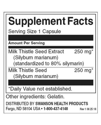 Milk Thistle, 250 mg, 120 капсули, Swanson - 2