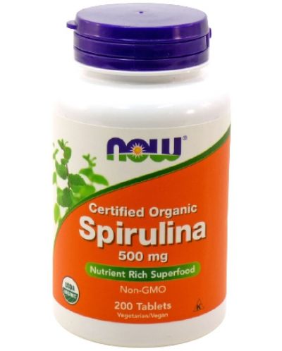 Spirulina, 500 mg, 200 таблетки, Now - 1