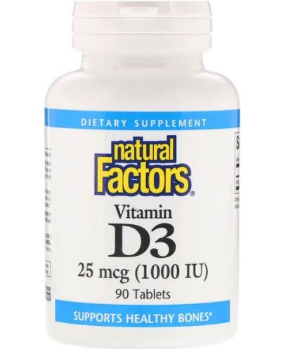 Vitamin D3, 1000 IU, 90 таблетки, Natural Factors - 1
