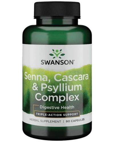 Senna, Cascara & Psyllium Complex, 90 капсули, Swanson - 1