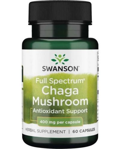 Full Spectrum Chaga Mushroom, 60 капсули, Swanson - 1