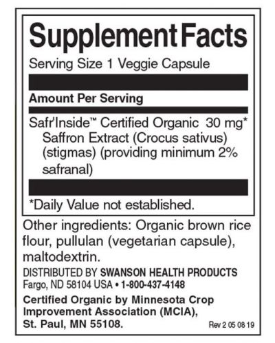 Saffron Extract, 60 растителни капсули, Swanson - 2