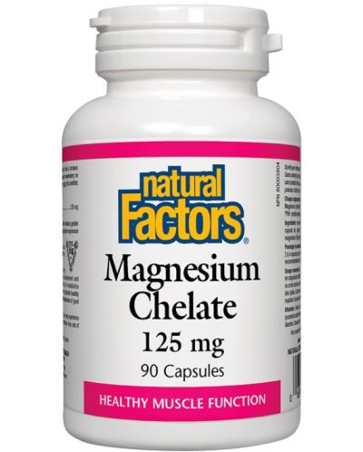 Magnesium Chelate, 125 mg, 90 капсули, Natural Factors - 1