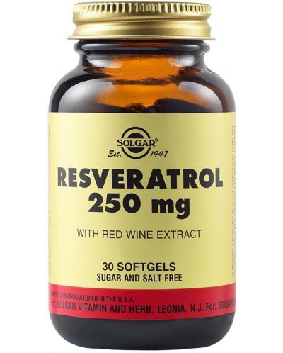 Resveratrol, 250 mg, 30 растителни капсули, Solgar - 1