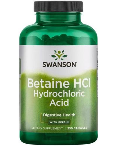 Betaine HCl Hydrochloric Acid, 250 капсули, Swanson - 1