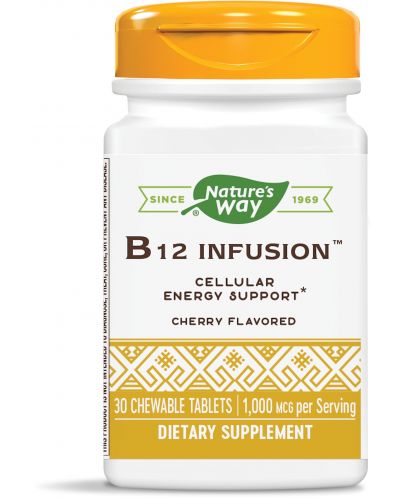 B12 Infusion, 1000 mcg, 30 дъвчащи таблетки, Nature's Way - 1