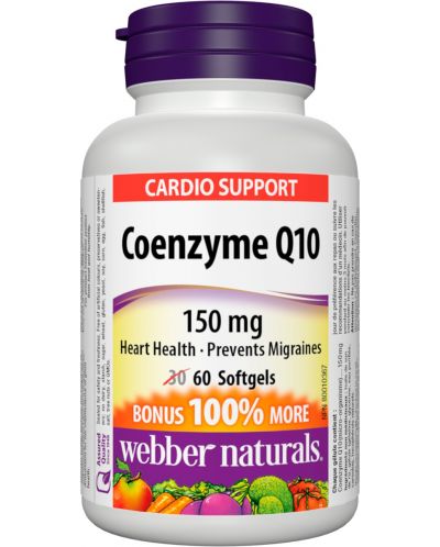 Coenzyme Q10, 150 mg, 60 софтгел капсули, Webber Naturals - 1