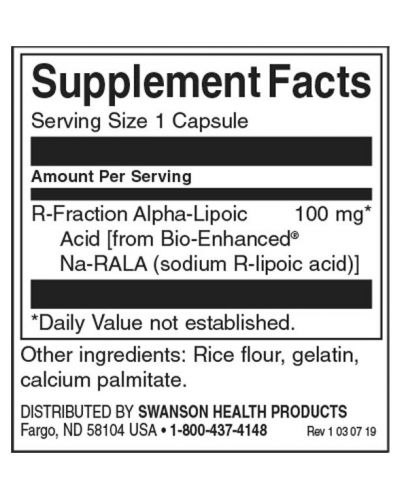 R-Fraction Alpha Lipoic Acid, 100 mg, 60 капсули, Swanson - 2