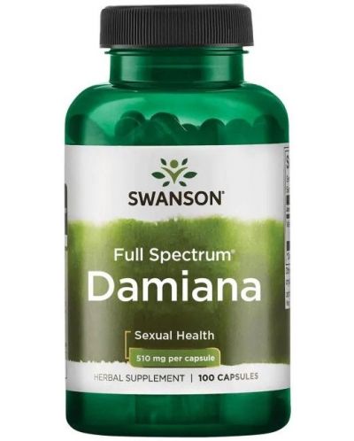 Full Spectrum Damiana, 510 mg, 100 капсули, Swanson - 1