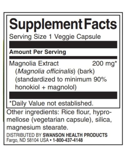 Magnolia Extract, 200 mg, 30 капсули, Swanson - 2