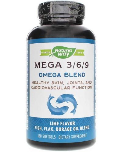 Mega 3/6/9 Omega Blend, 90 капсули, Nature's Way - 1