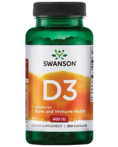 Vitamin D-3, 400 IU, 250 капсули, Swanson - 1