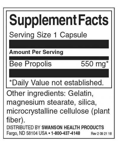 Bee Propolis, 550 mg, 60 капсули, Swanson - 2