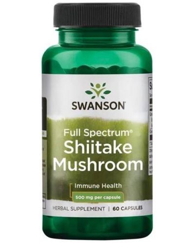 Full Spectrum Shiitake Mushroom, 500 mg, 60 капсули, Swanson - 1