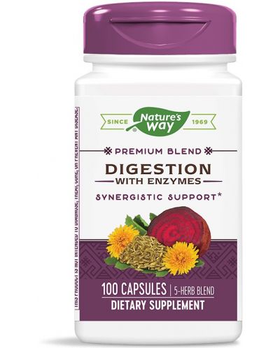 Digestion with Enzymes, 100 капсули, Nature’s Way - 1