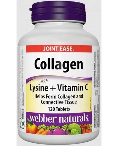 Collagen Lysine + Vitamin C, 120 таблетки, Webber Naturals - 1
