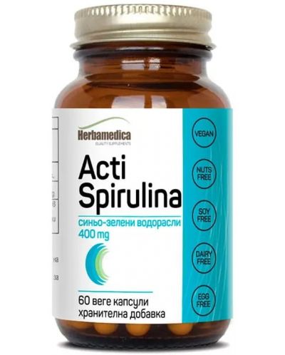 Acti Spirulina, 400 mg, 60 веге капсули, Herbamedica - 1