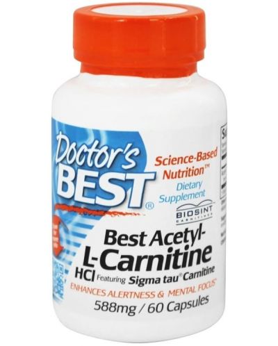 Best Acetyl-L-Carnitine, 588 mg, 60 капсули, Doctor's Best - 1