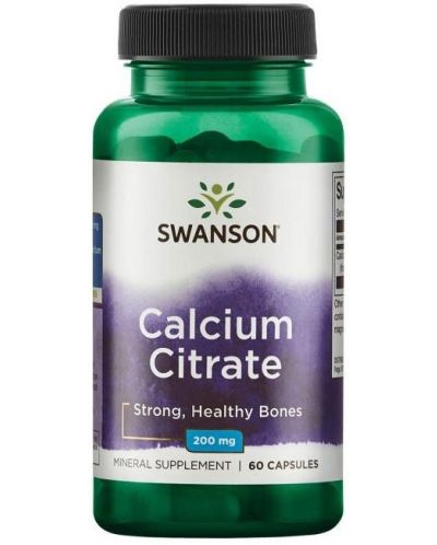Calcium Citrate, 200 mg, 60 капсули, Swanson - 1