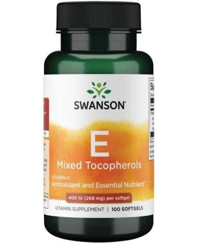 Vitamin E Mixed Tocopherols, 400 IU, 100 меки капсули, Swanson - 1