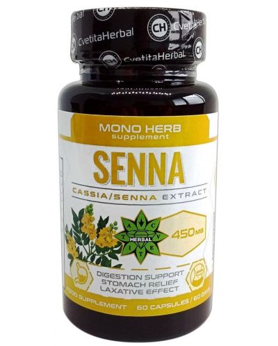 Senna, 450 mg, 60 капсули, Cvetita Herbal - 1