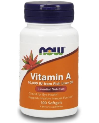 Vitamin A, 10 000 IU, 100 капсули, Now - 1