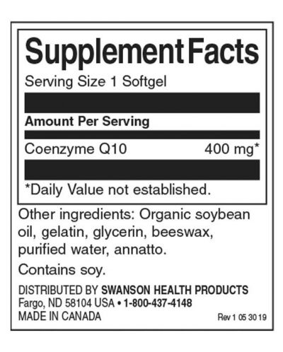 CoQ10, 400 mg, 30 меки капсули, Swanson - 3