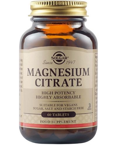 Magnesium Citrate, 200 mg, 60 таблетки, Solgar - 1
