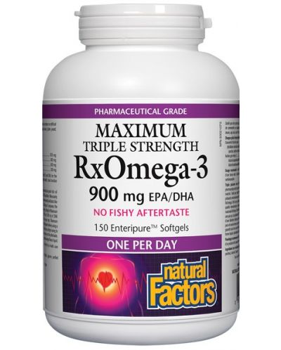 RX Omega-3 Maximum, 1425 mg, 150 софтгел капсули, Natural Factors - 1