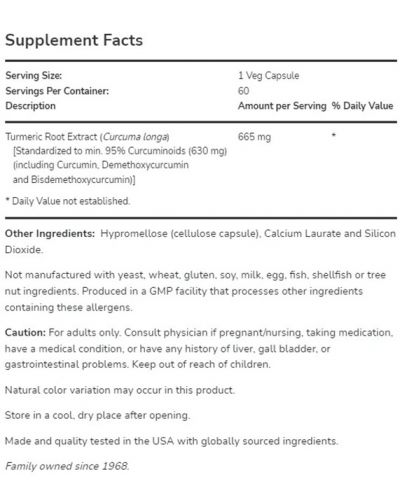 Turmeric Curcumin, 60 растителни капсули, Now - 2