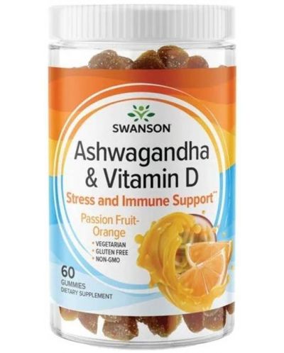 Ashwagandha & Vitamin D, 60 дъвчащи таблетки, Swanson - 1